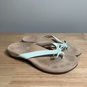 Vionic Bella II Flip Flop Thong Sandals Women's 9 Teal Blue Bow Orthotic Arch